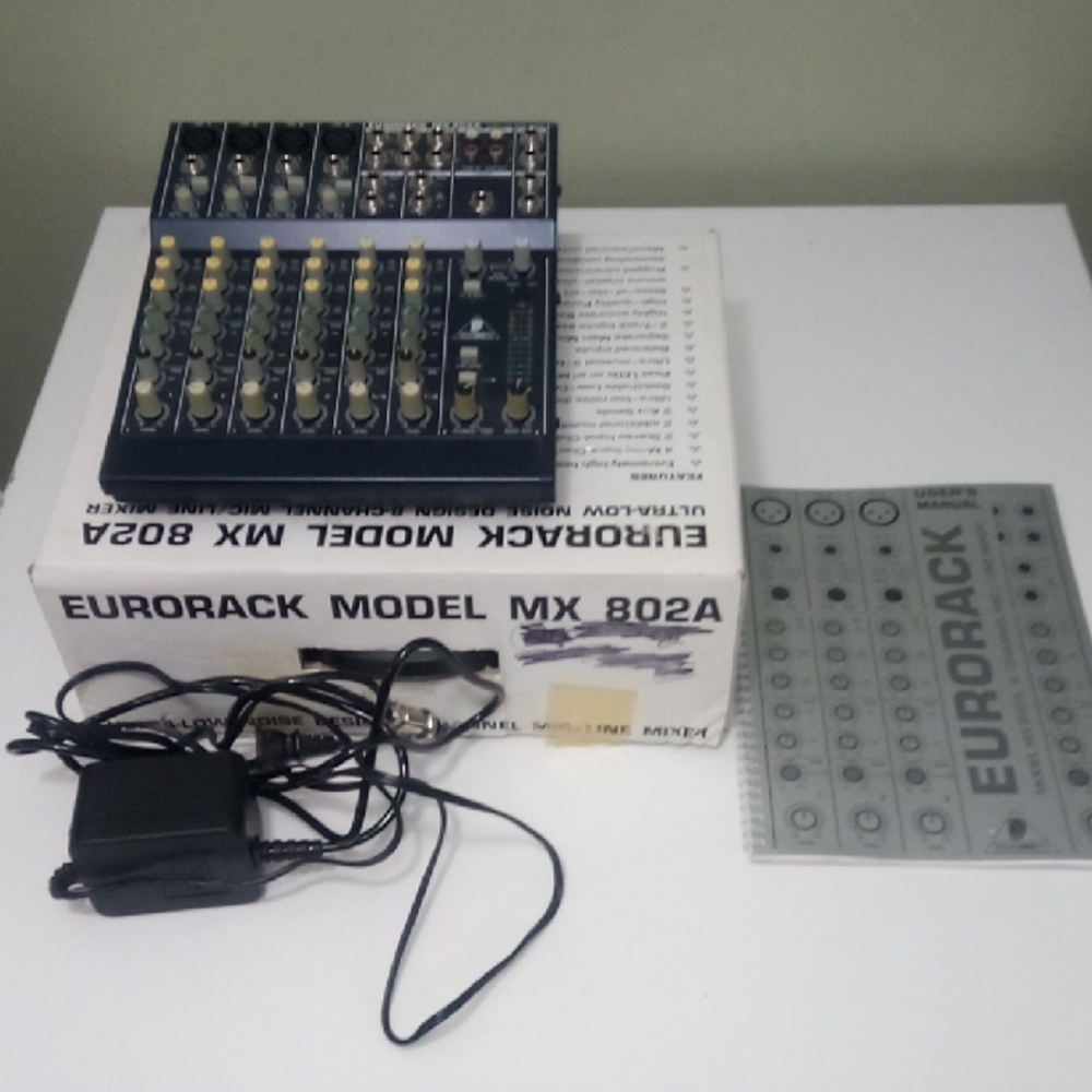 Vintage Behringer Eurorack MX 802A Mixer W Power Supply OG Manual & OG Box